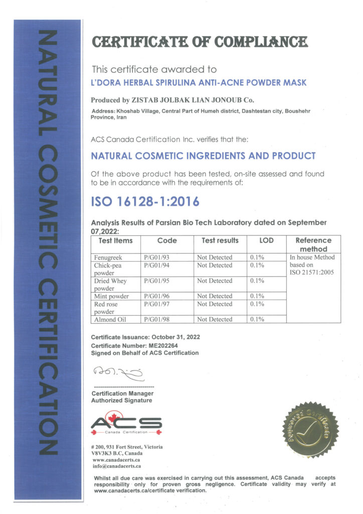 ISO 16128-1 Zistabjolbak
